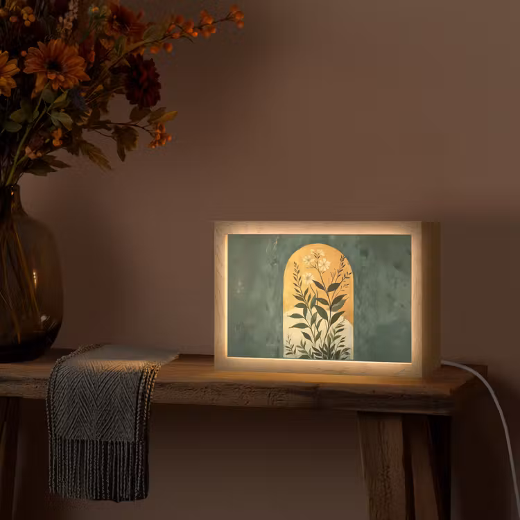 Plant - Bloemen - Wit Light Box met kabel (Tafellamp) klein -sfeer4