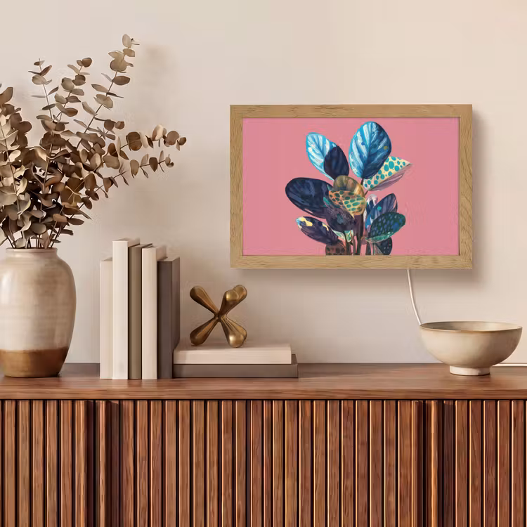 Plant - Bladeren - Stippen - Abstract Light Box met kabel (Tafellamp) klein -sfeer2