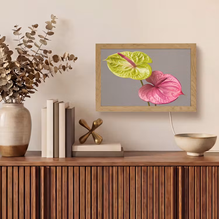 Planten - Anthurium - Groen - Roze Light Box met kabel (Tafellamp) klein -sfeer2