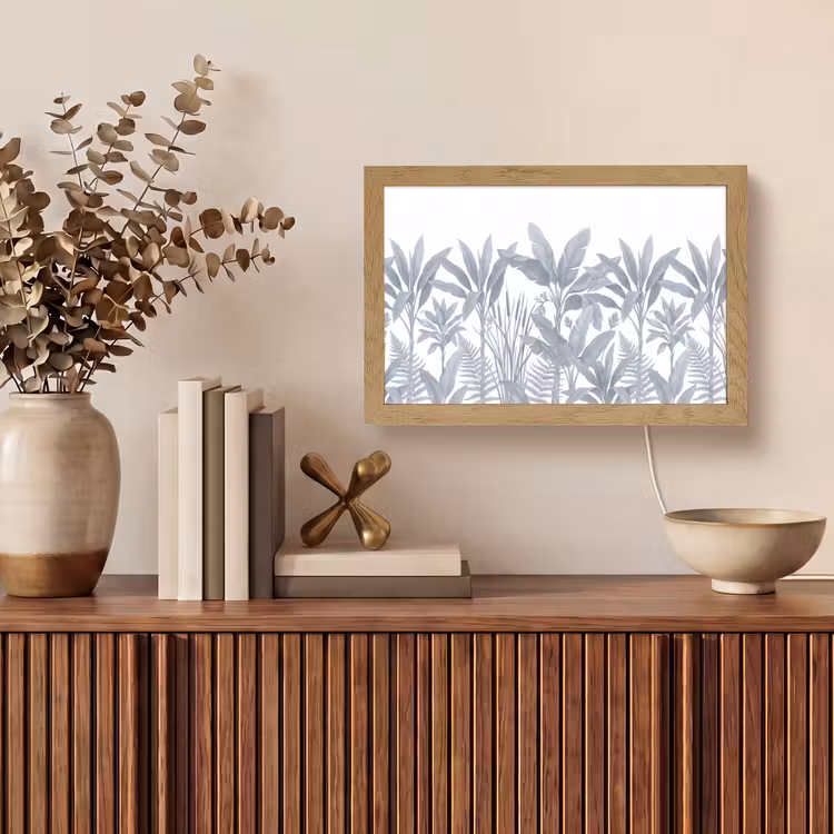 Planten - Bladeren - Natuur - Grijs Light Box met kabel (Tafellamp) klein -sfeer2