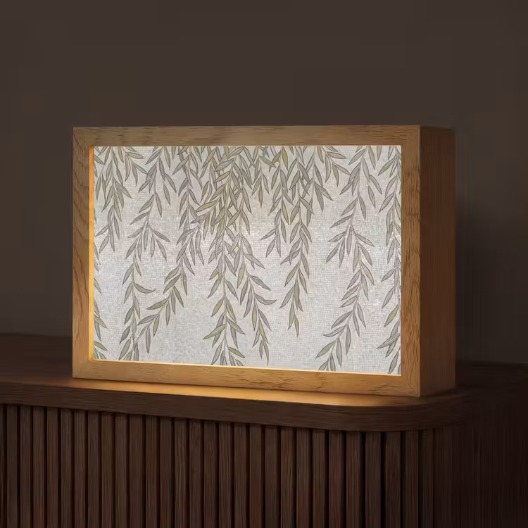 Planten - Mozaïek - Patroon - Groen - Blauw Light Box met kabel (Tafellamp) klein -z3d_website