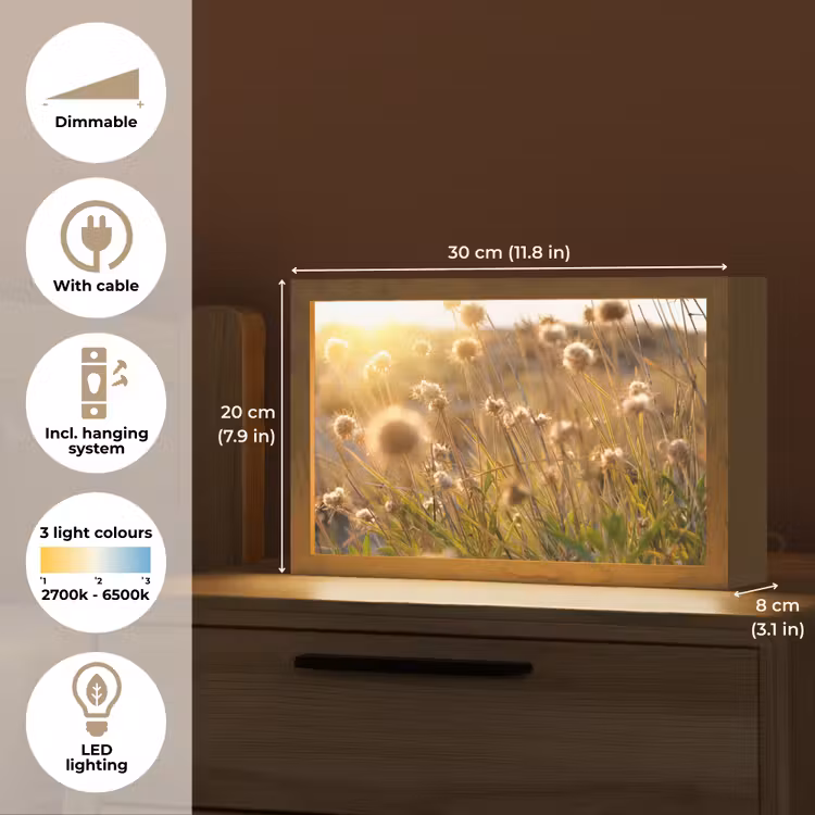 Planten - Natuur - Bloemen - Zon - Horizon Light Box met kabel (Tafellamp) klein -USP_EN