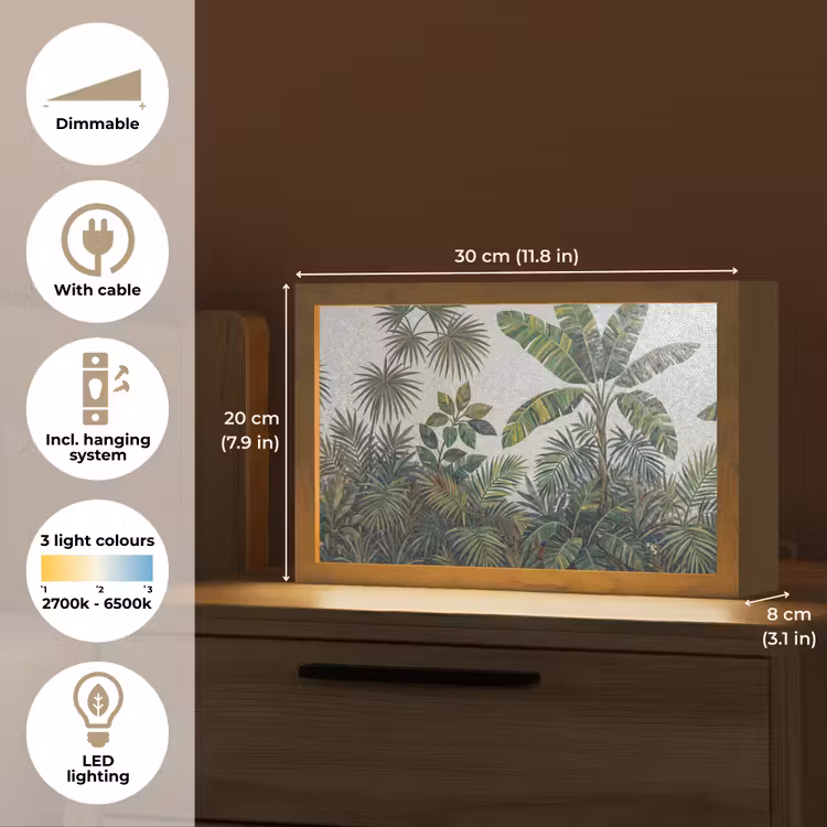 Planten - Tropisch - Mozaïek - Groen - Natuur Light Box met kabel (Tafellamp) klein -USP_EN