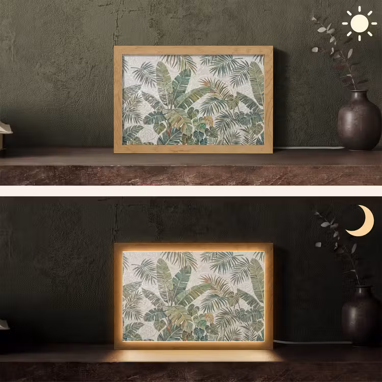 Planten - Tropisch - Mozaïek - Natuur - Groen Light Box met kabel (Tafellamp) klein -sfeer3