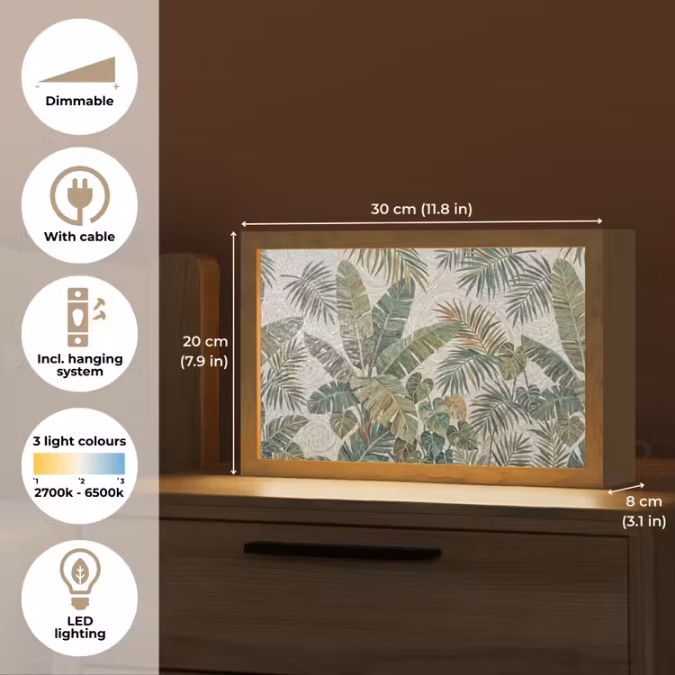 Planten - Tropisch - Mozaïek - Natuur - Groen Light Box met kabel (Tafellamp) klein -USP_EN