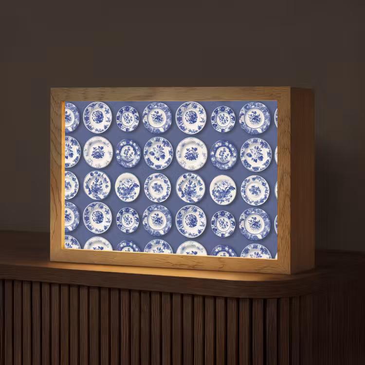 Borden - Floraal - Blauw Light Box met kabel (Tafellamp) klein 924 -z3d_website