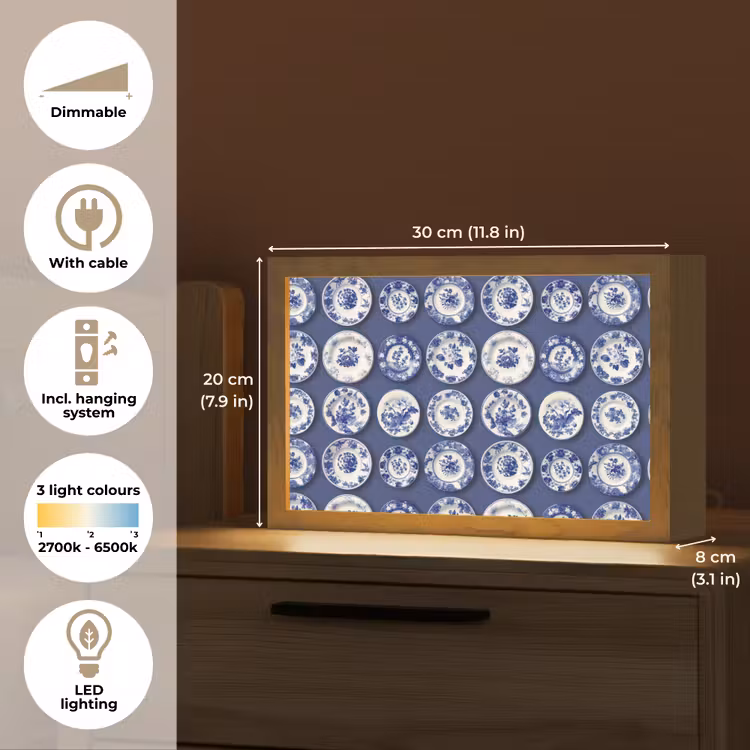 Borden - Floraal - Blauw Light Box met kabel (Tafellamp) klein 924 -USP_EN