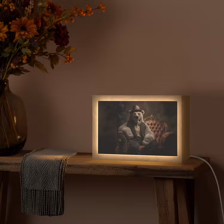 Ijsbeer - Hoed - Bril - Stoel Light Box met kabel (Tafellamp) klein -sfeer4