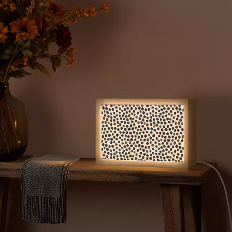 Stippen - Patroon - Zwart Light Box met kabel (Tafellamp) klein 924 -sfeer4