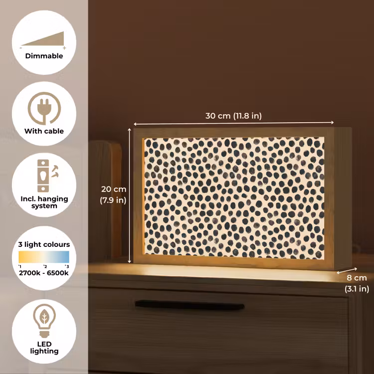 Stippen - Patroon - Zwart Light Box met kabel (Tafellamp) klein 924 -USP_EN