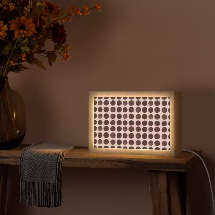 Stippen - Patroon - Bruin Light Box met kabel (Tafellamp) klein 924 -sfeer4