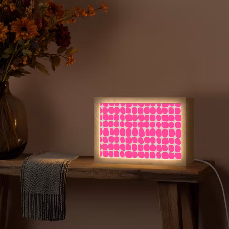 Stippen - Patroon - Roze Light Box met kabel (Tafellamp) klein 924 -sfeer4
