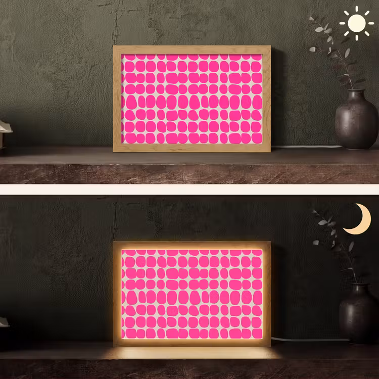 Stippen - Patroon - Roze Light Box met kabel (Tafellamp) klein 924 -sfeer3