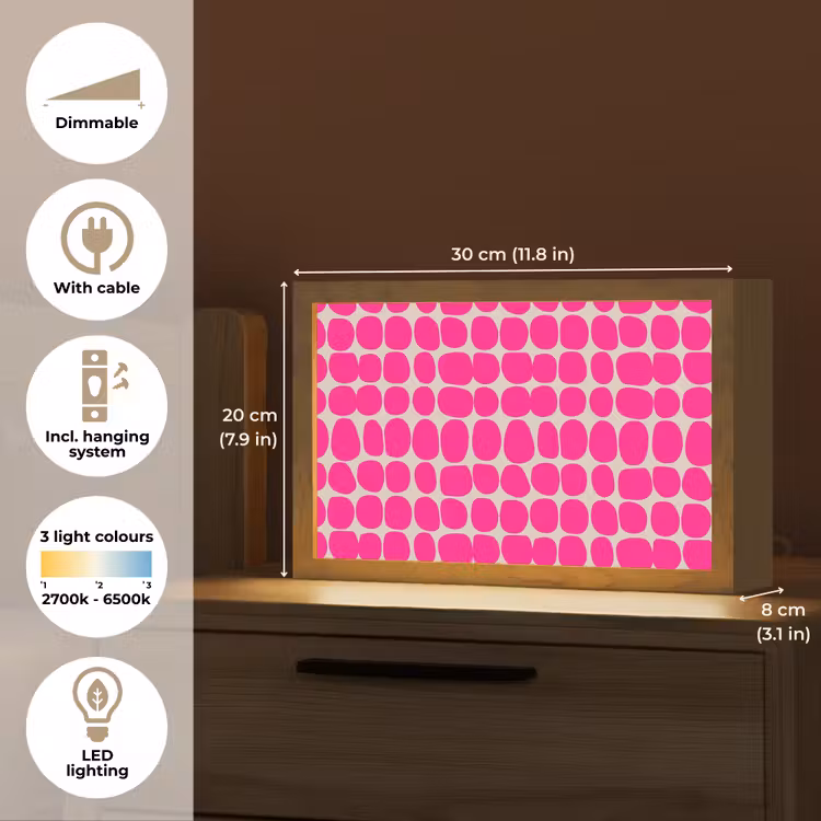 Stippen - Patroon - Roze Light Box met kabel (Tafellamp) klein 924 -USP_EN