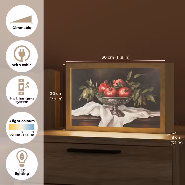 Granaatappels - Klassiek - Vintage Light Box met kabel (Tafellamp) klein -USP_EN