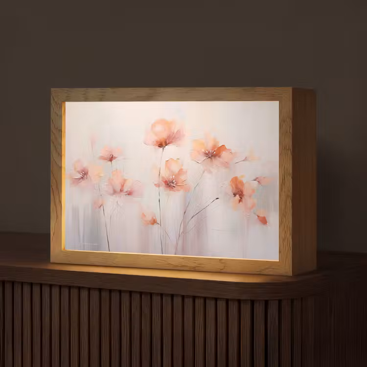 Klaproos - Bloemen - Kunst - Abstract - Watercolor Light Box met kabel (Tafellamp) klein -z3d_website