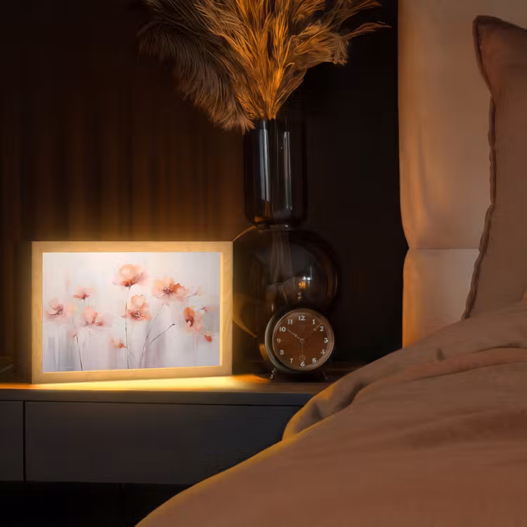 Klaproos - Bloemen - Kunst - Abstract - Watercolor Light Box met kabel (Tafellamp) klein -sfeer1