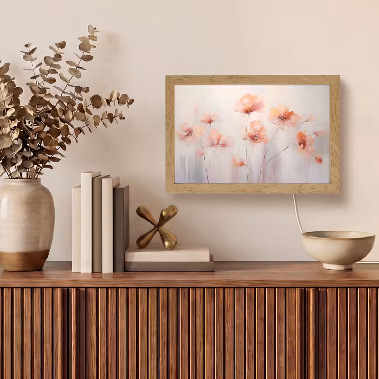 Klaproos - Bloemen - Kunst - Abstract - Watercolor Light Box met kabel (Tafellamp) klein -sfeer2