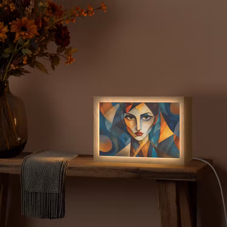 Portret - Abstract - Vormen Light Box met kabel (Tafellamp) klein -sfeer4