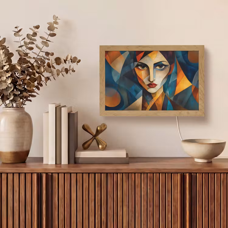 Portret - Abstract - Vormen Light Box met kabel (Tafellamp) klein -sfeer2