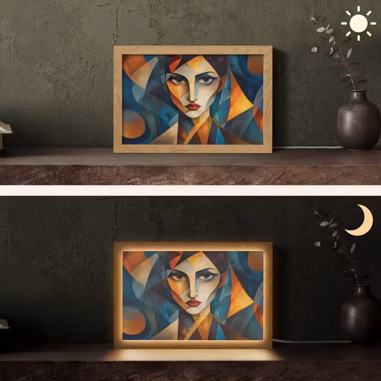 Portret - Abstract - Vormen Light Box met kabel (Tafellamp) klein -sfeer3