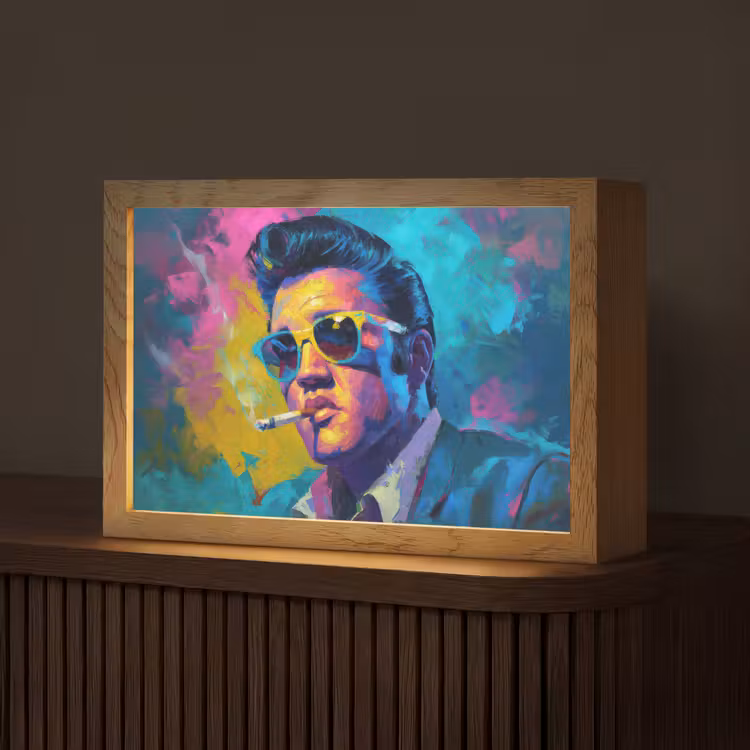 Portret - Sigaret - Kleurrijk - Bril Light Box met kabel (Tafellamp) klein -z3d_website