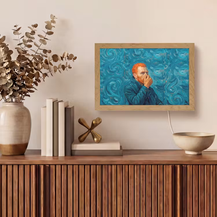 Portret - Klassiek - Blauw Light Box met kabel (Tafellamp) klein -sfeer2