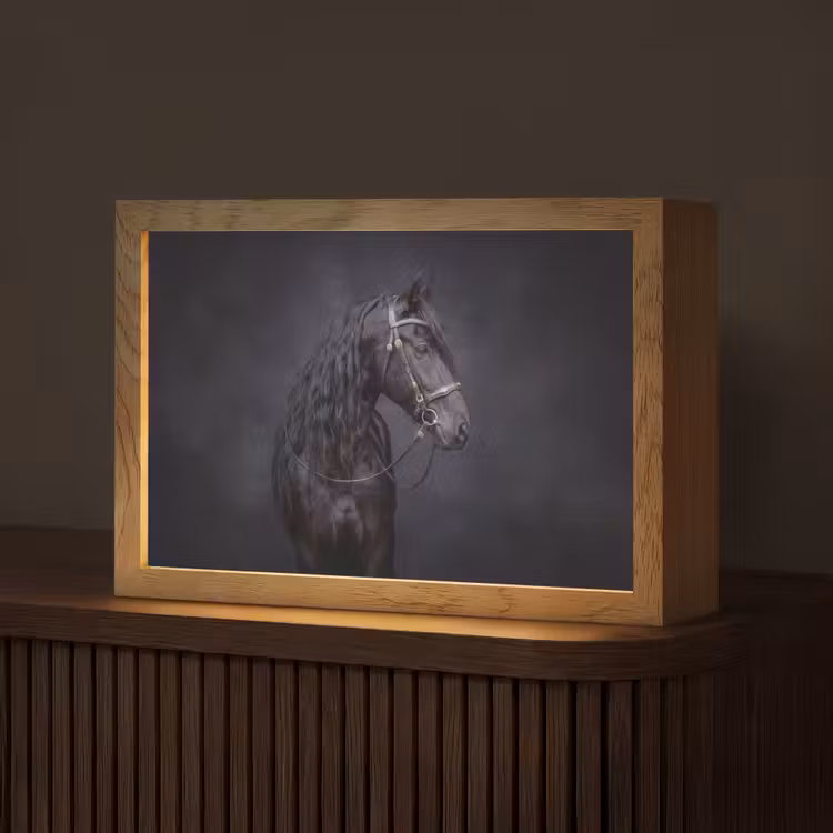 Portret - Paard - Donker Light Box met kabel (Tafellamp) klein -z3d_website