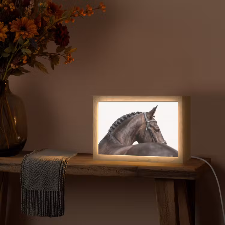 Portret - Paard - Elegant Light Box met kabel (Tafellamp) klein -sfeer4