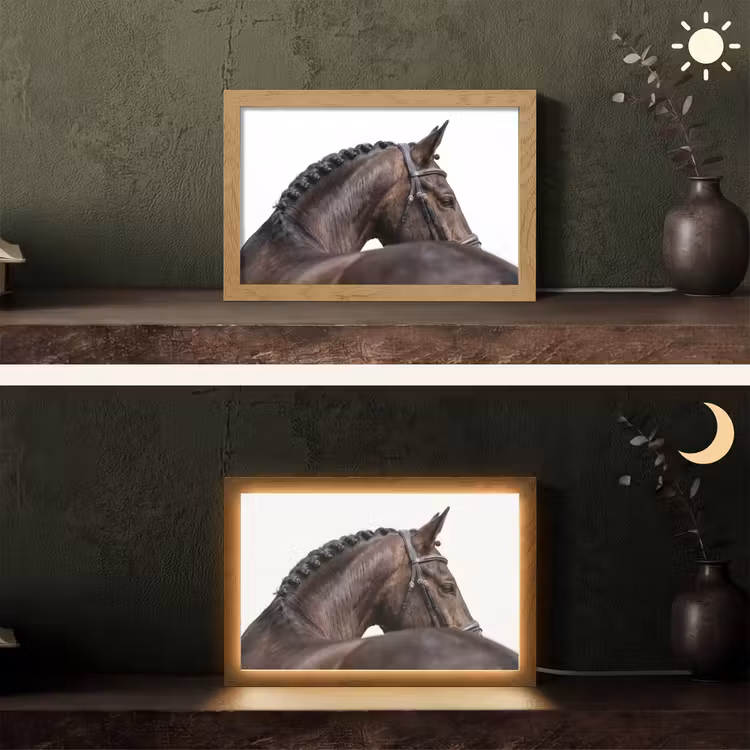 Portret - Paard - Elegant Light Box met kabel (Tafellamp) klein -sfeer3