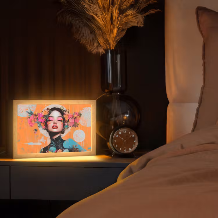 Portret - Vrouw - Abstract - Bloemen Light Box met kabel (Tafellamp) klein -sfeer1