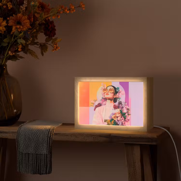 Portret - Vrouw - Abstract - Bloemen Light Box met kabel (Tafellamp) klein -sfeer4