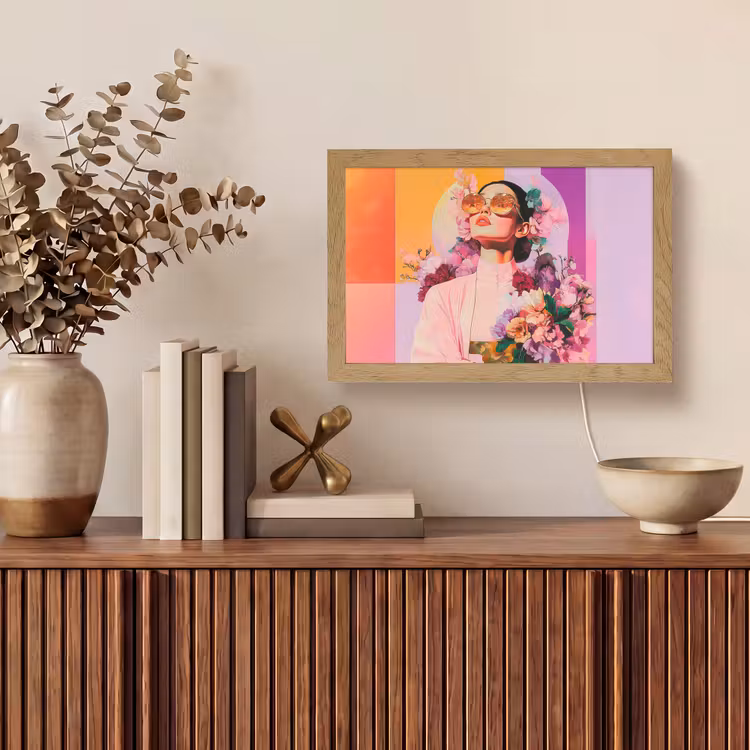 Portret - Vrouw - Abstract - Bloemen Light Box met kabel (Tafellamp) klein -sfeer2