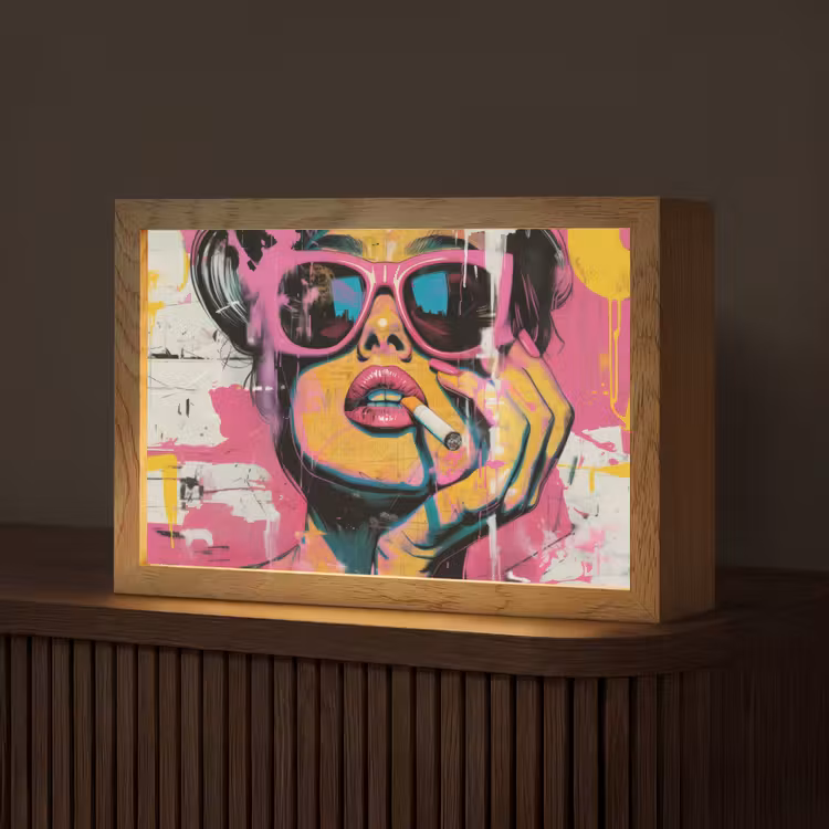 Portret - Vrouw - Abstract - Zonnebril Light Box met kabel (Tafellamp) klein -z3d_website