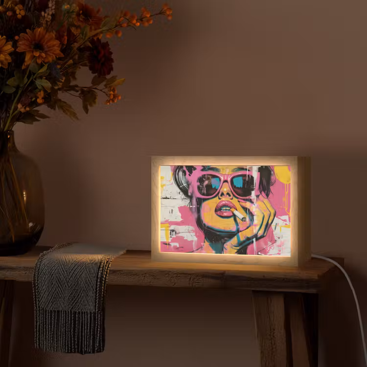 Portret - Vrouw - Abstract - Zonnebril Light Box met kabel (Tafellamp) klein -sfeer4