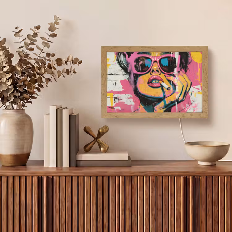 Portret - Vrouw - Abstract - Zonnebril Light Box met kabel (Tafellamp) klein -sfeer2