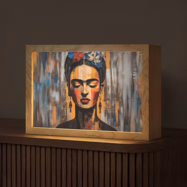 Portret - Vrouw - Bloemen Light Box met kabel (Tafellamp) klein -z3d_website