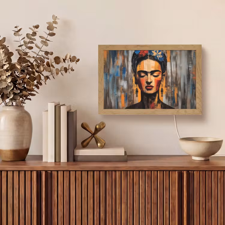 Portret - Vrouw - Bloemen Light Box met kabel (Tafellamp) klein -sfeer2