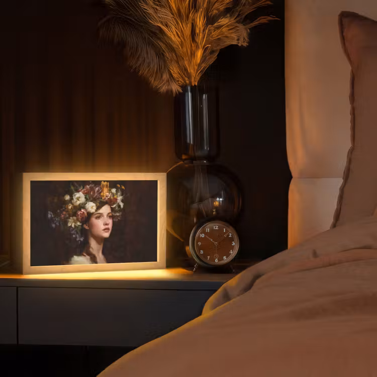 Portret - Vrouw - Bloemen Light Box met kabel (Tafellamp) klein -sfeer1