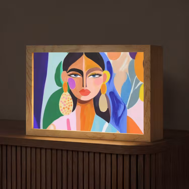 Portret - Vrouw - Modern Light Box met kabel (Tafellamp) klein -z3d_website