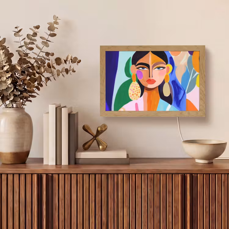 Portret - Vrouw - Modern Light Box met kabel (Tafellamp) klein -sfeer2