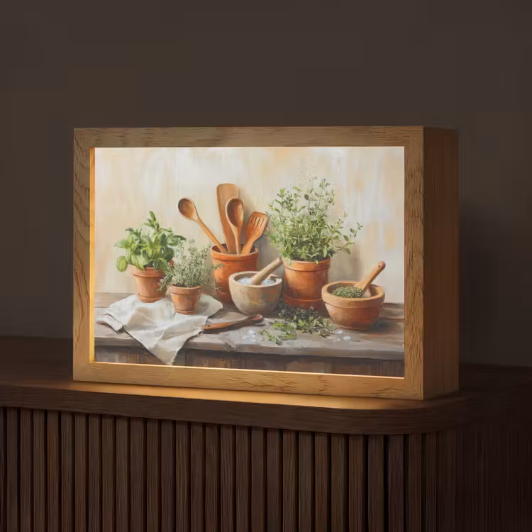 Potten - Kruiden - Hout Light Box met kabel (Tafellamp) klein -z3d_website