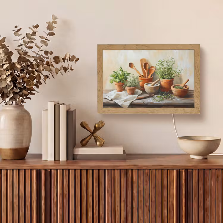 Potten - Kruiden - Hout Light Box met kabel (Tafellamp) klein -sfeer2