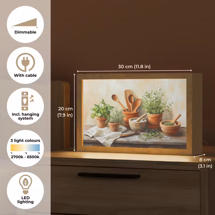 Potten - Kruiden - Hout Light Box met kabel (Tafellamp) klein -USP_EN