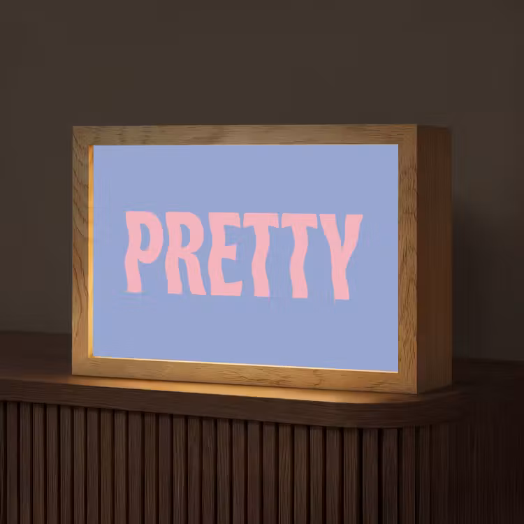 Pretty - Roze - Blauw - Golvend Light Box met kabel (Tafellamp) klein -z3d_website