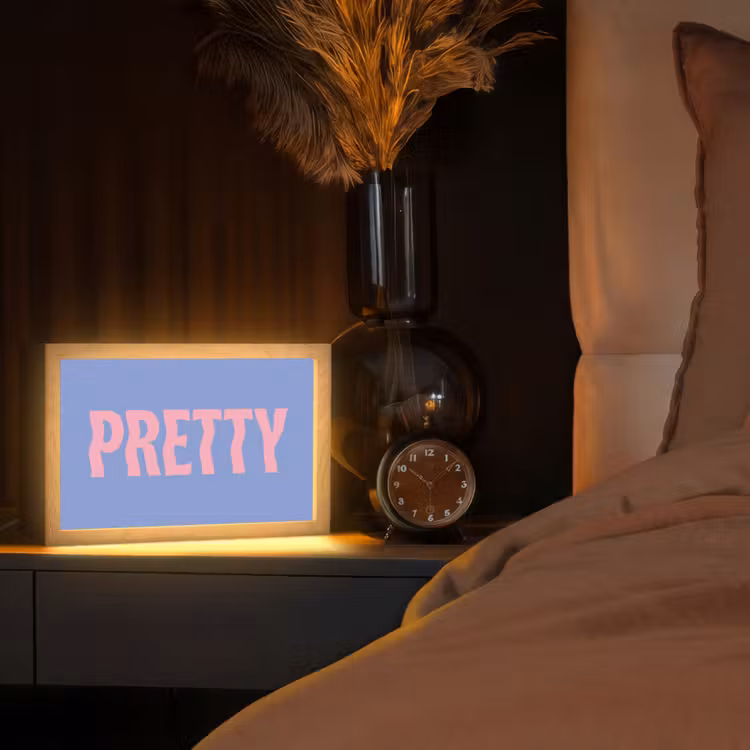 Pretty - Roze - Blauw - Golvend Light Box met kabel (Tafellamp) klein -sfeer1
