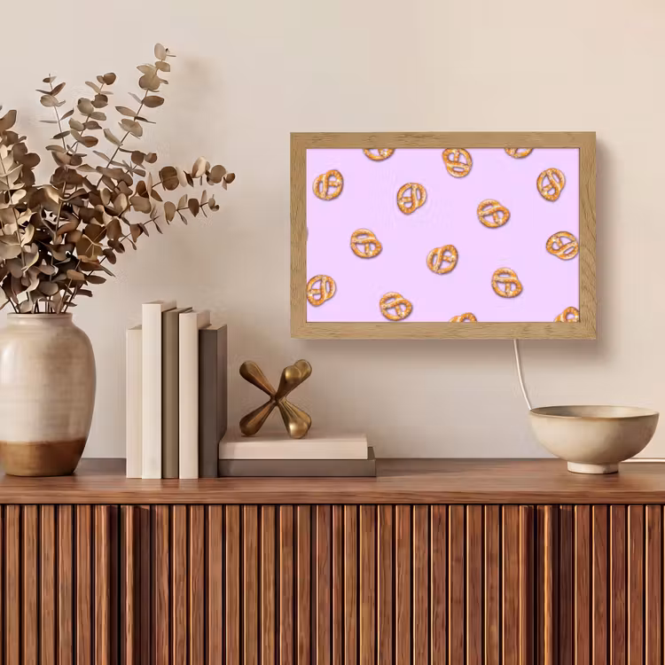 Pretzels - Eten - Paars Light Box met kabel (Tafellamp) klein -sfeer2