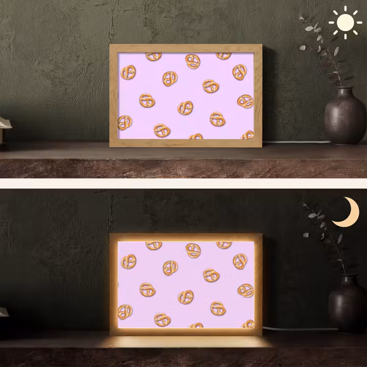 Pretzels - Eten - Paars Light Box met kabel (Tafellamp) klein -sfeer3