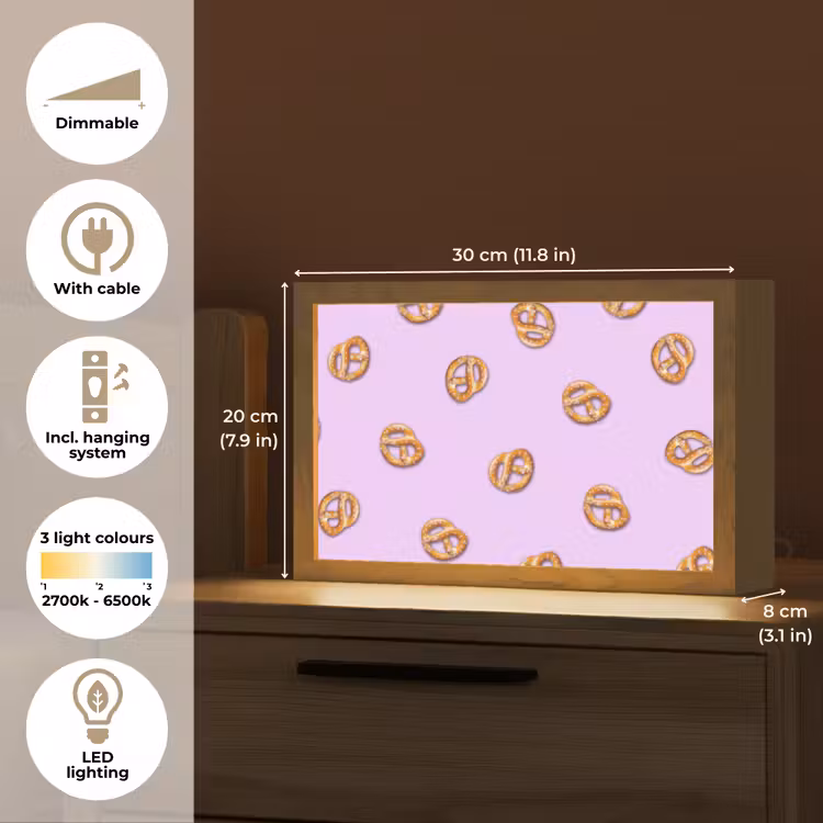 Pretzels - Eten - Paars Light Box met kabel (Tafellamp) klein -USP_EN