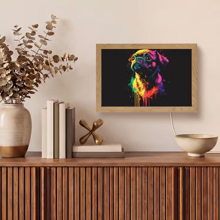 Puck - Hond - Verf - Kleuren Light Box met kabel (Tafellamp) klein -sfeer2